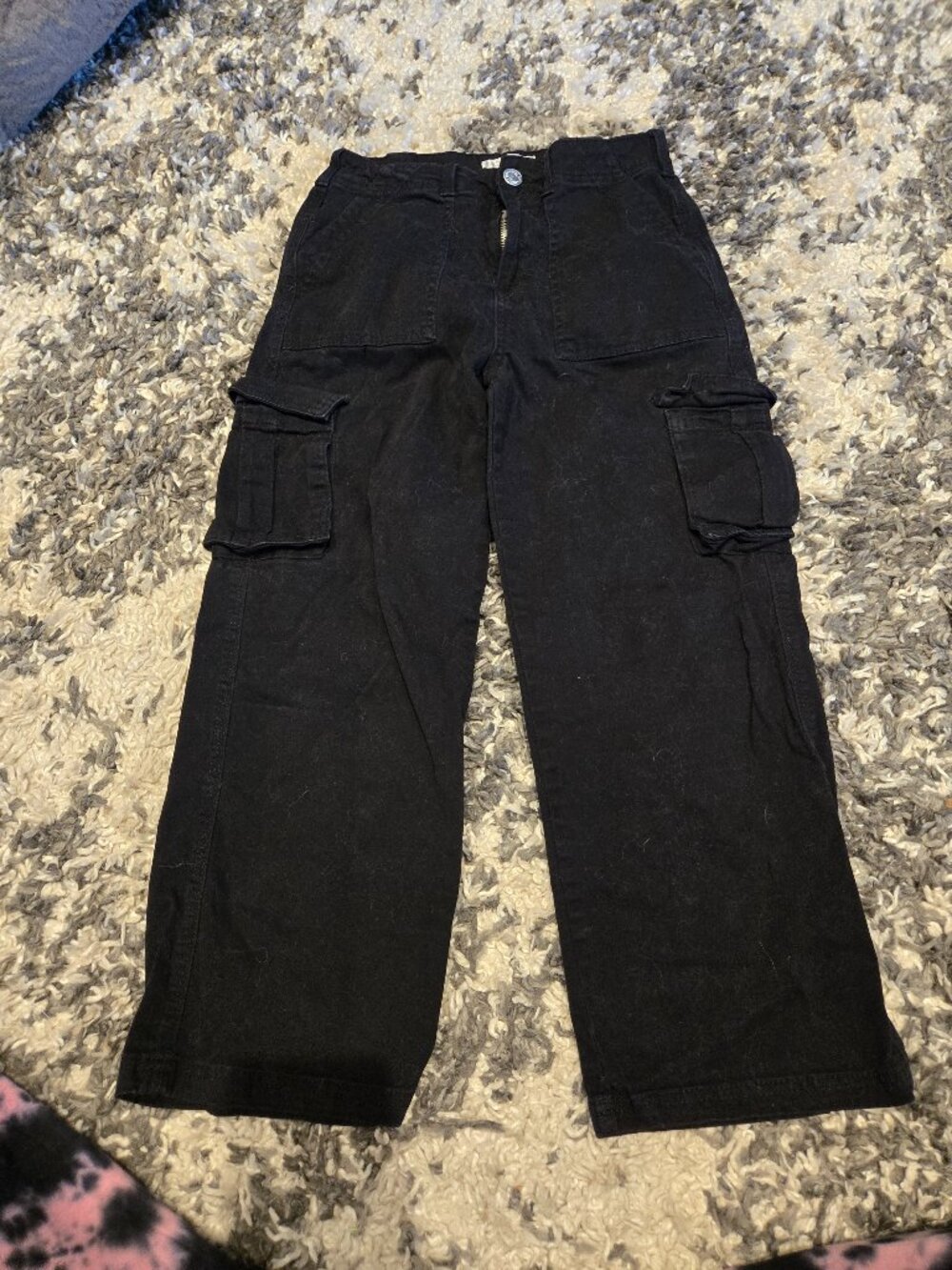 Joe Fresh Girl’s High-Rise Cargo Pants | Size Medium (10-12) | Black